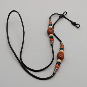 Beaded Football Themed Eyeglass Cord Holder Miami Dolphins Colors, Looped Ends